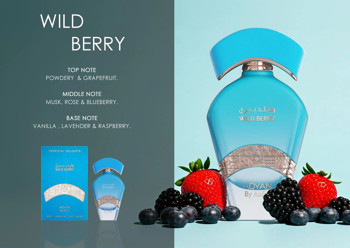 vanilla musk fragrance Wild Berry Perfume by Adyan – 100ml Fruity Extrait from Tropical Series