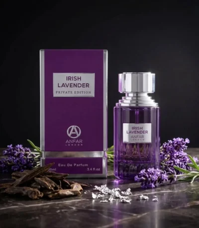lavender fragrance by Anfar London Irish Lavender packaging