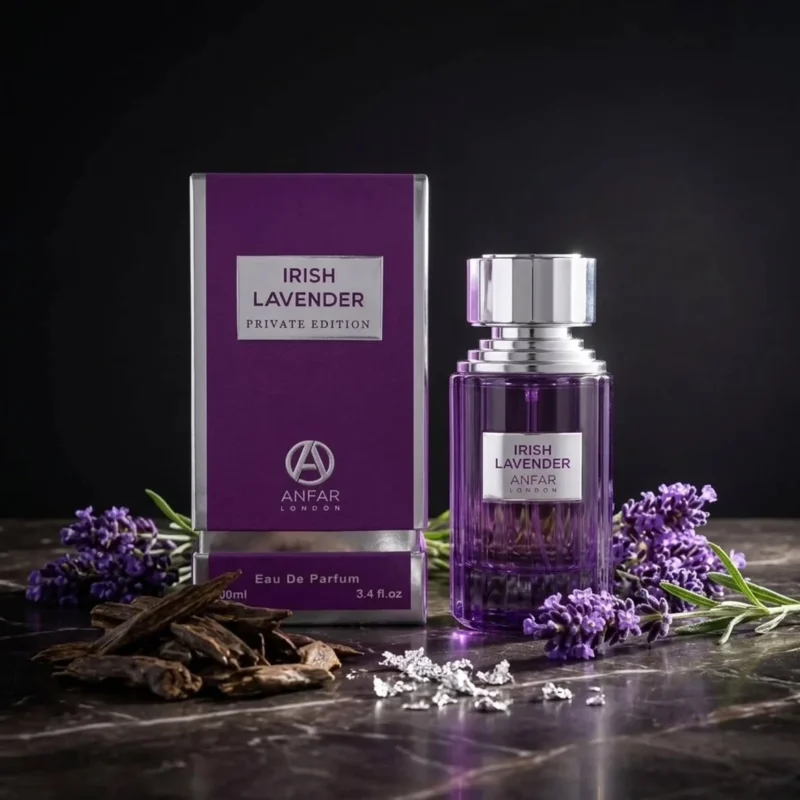 lavender fragrance by Anfar London Irish Lavender packaging