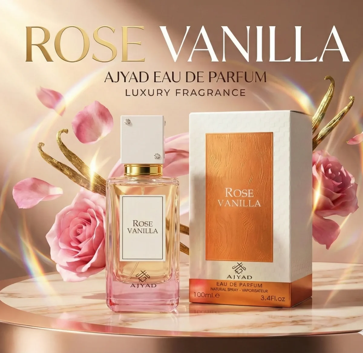 rose vanilla perfume for women by ajyad 100ml edp