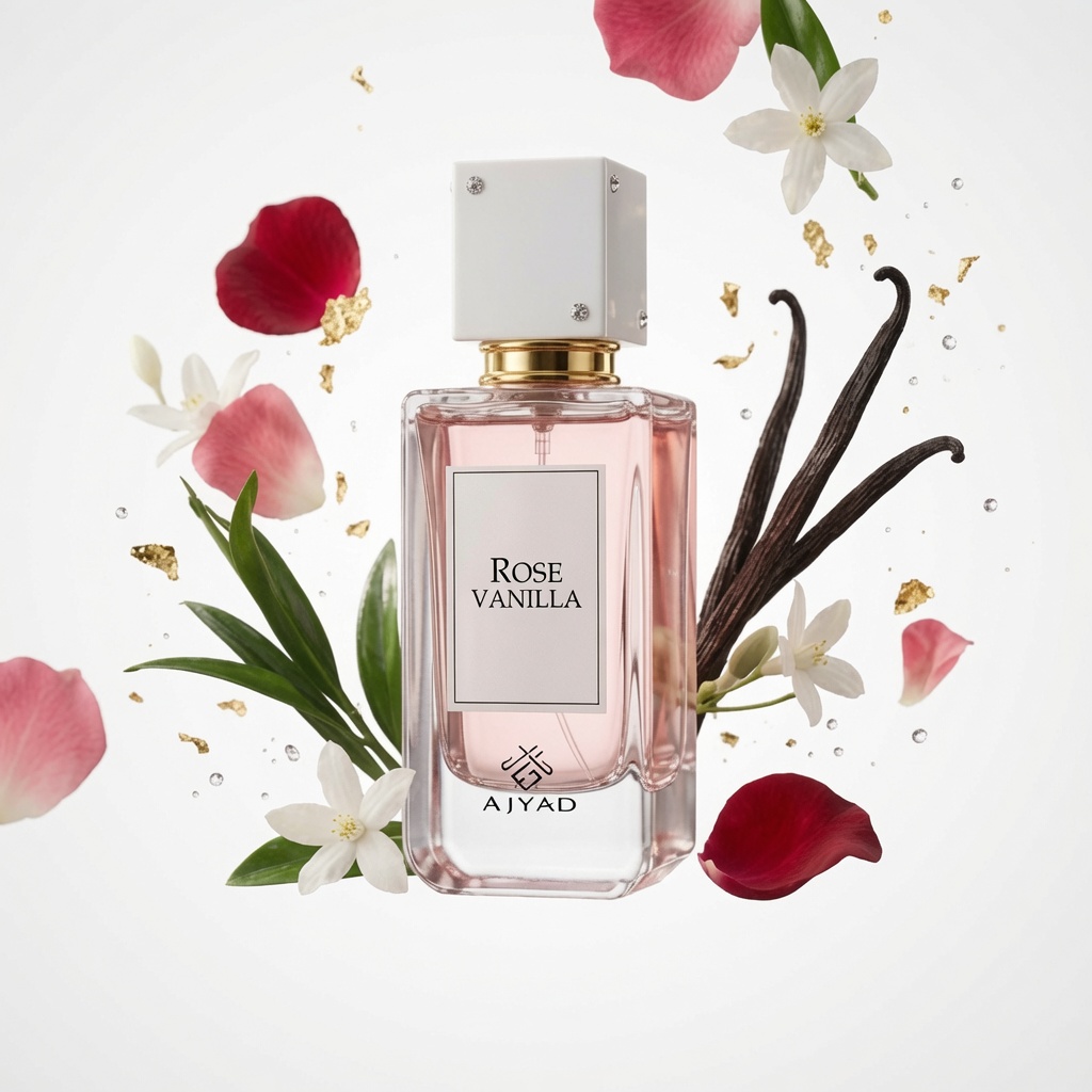 rose vanilla scent by ajyad 100ml edp rose vanilla perfume by ajyad bottle