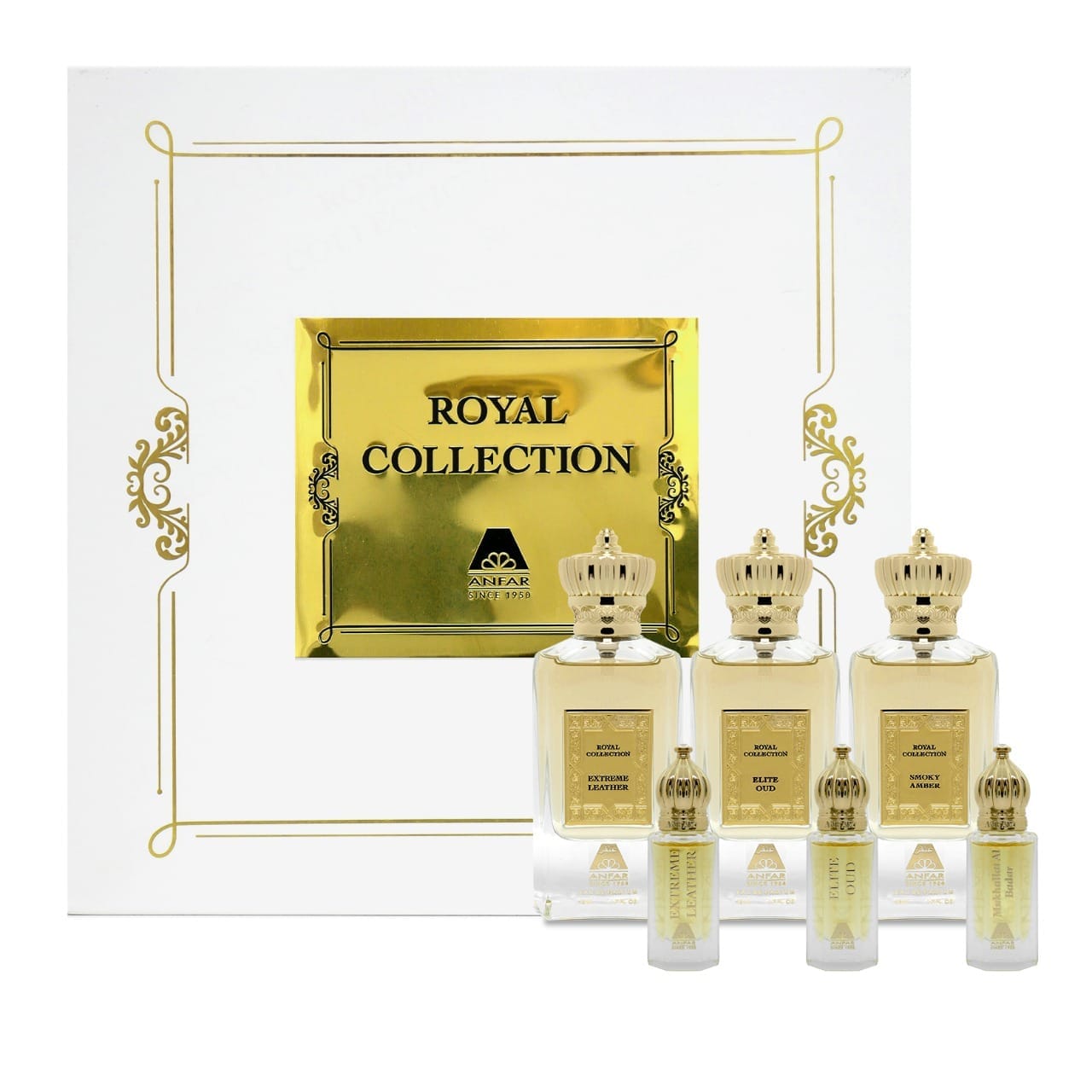 Royal Collection Royal Collection Gift Set by Anfar featuring 3 Arabic perfumes and 3 oud oils in luxury packaging