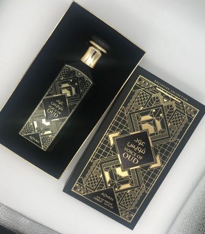 Adyan Voice of Oud 100ml Eau de Parfum. A luxurious fragrance for men and women with notes of rose, oud, and leather, presented in a beautifully designed bottle.