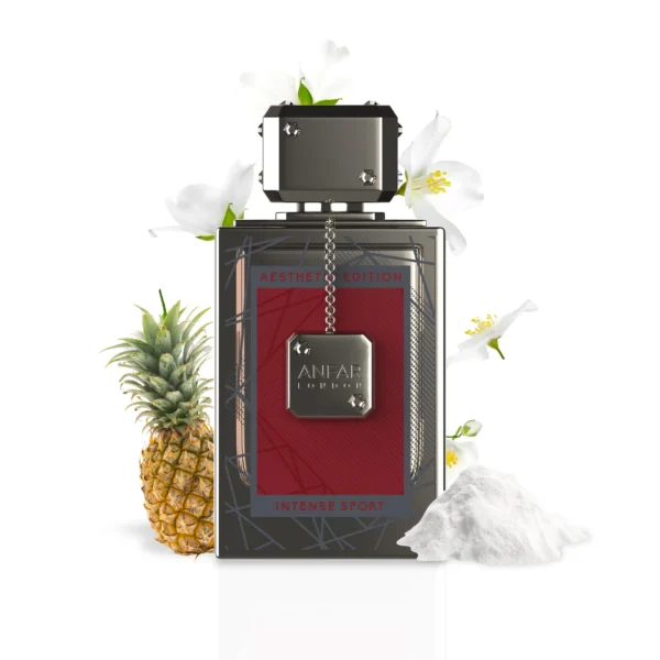 Bottle of INTENSE SPORT by Anfar London 100ml Extrait Aesthetic Edition, Creed Aventus inspired long-lasting men’s fragrance.