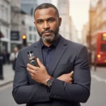 Affordable oud perfume, Asten Luxe Vision Monsieur Noir 100ml EDP bottle. Black and gold bottle with a minimalist design.