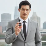 Asten Luxe Vision Monsieur Noir 100ml EDP bottle. Black and gold bottle with a minimalist design.