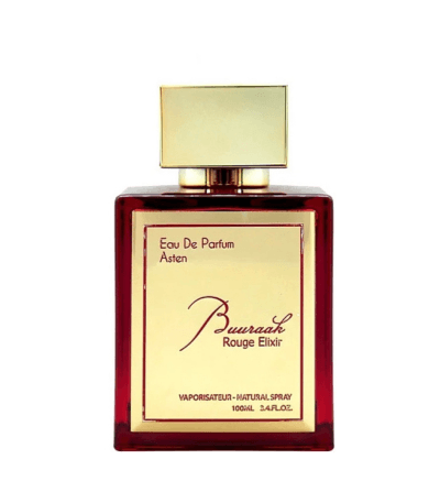 Buuraak Rouge Elixir 100ML Eau de Parfum by Asten – luxury unisex fragrance with saffron, rose, and oud notes, available at Oudh Shop UK