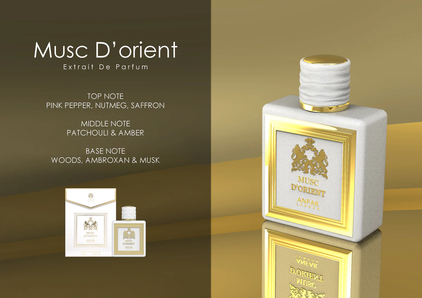 Musk D’Orient by Anfar London 115ml Perfume Bottle Bottle of Musk D’Orient by Anfar London – 115ml Extrait de Parfum