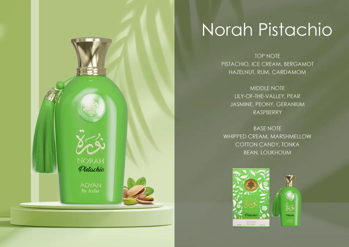 Norah Pistachio by Adyan 100ml Eau de Parfum – sweet Arabian women’s perfume