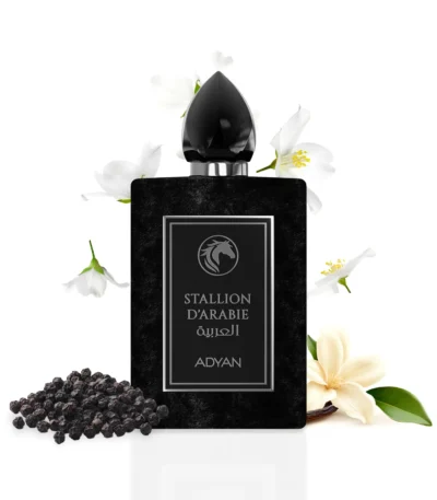 Luxury Arabian Perfume Stallion D’Arabie by Adyan a bold 100ml extrait de parfum with citrus, floral, vanilla, woody notes. Luxury gift bottle.