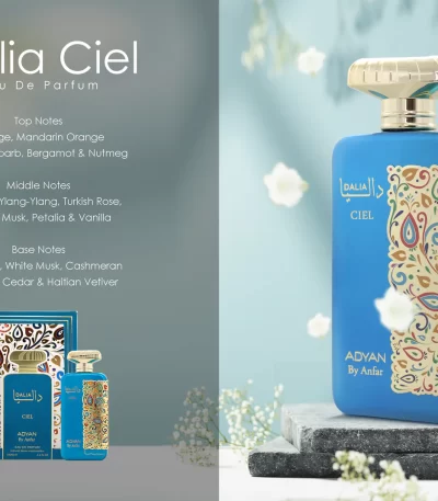 Bottle of Dalia Ciel by Adyan 100ml Eau de Parfum from the Dalia Series with a sleek, elegant design.