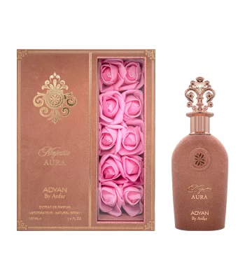 Mystic Aura by Adyan velvet finished bottle with decorative rose in gift box UK