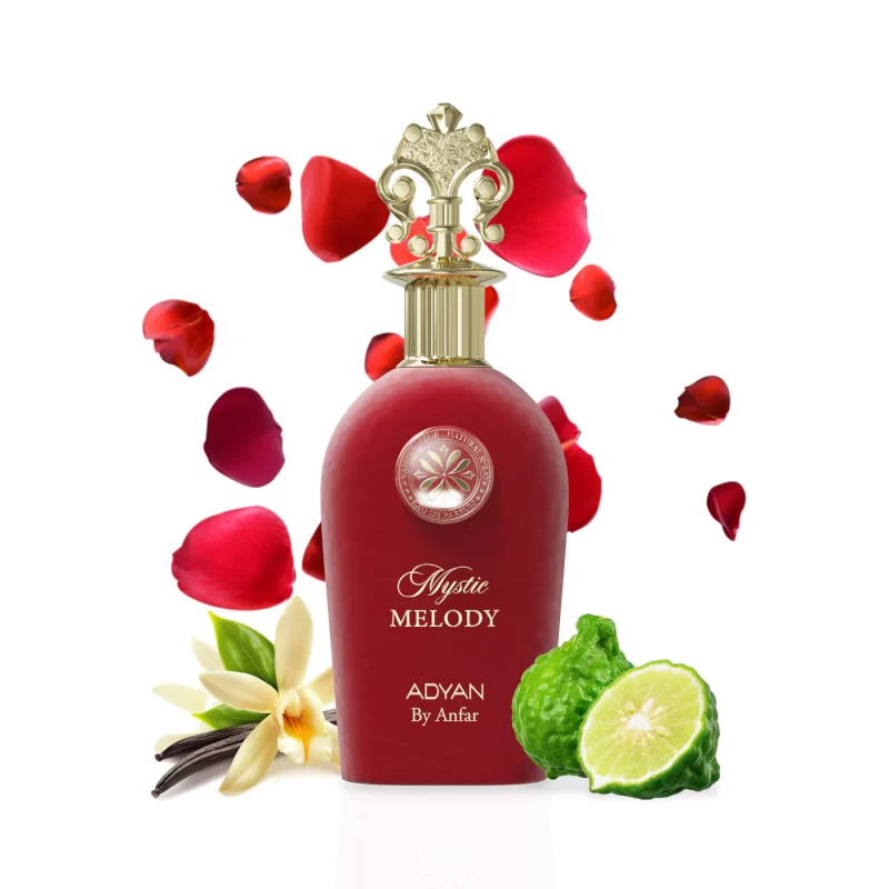 Mystic Melody by Adyan velvet finish bottle with decorative roses in gift box