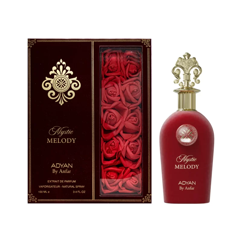 Mystic Melody by Adyan velvet finish bottle with decorative roses in gift box