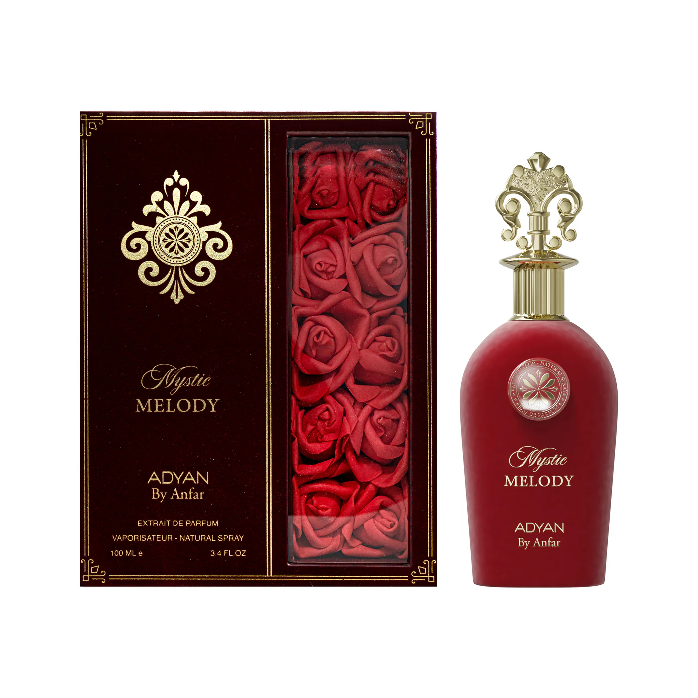 Mystic_melody_Adyan__floral_series_100ml_Extrait_Oudh_shop Mystic Melody by Adyan velvet finish bottle with decorative roses in gift box
