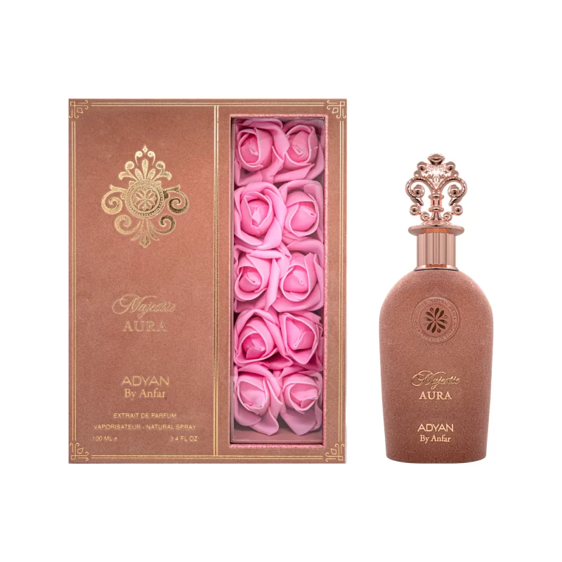 Mystic Aura by Adyan velvet finished bottle with decorative rose in gift box UK
