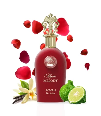 Mystic Melody by Adyan velvet finish bottle with decorative roses in gift box