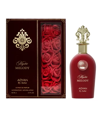 Mystic Melody by Adyan velvet finish bottle with decorative roses in gift box