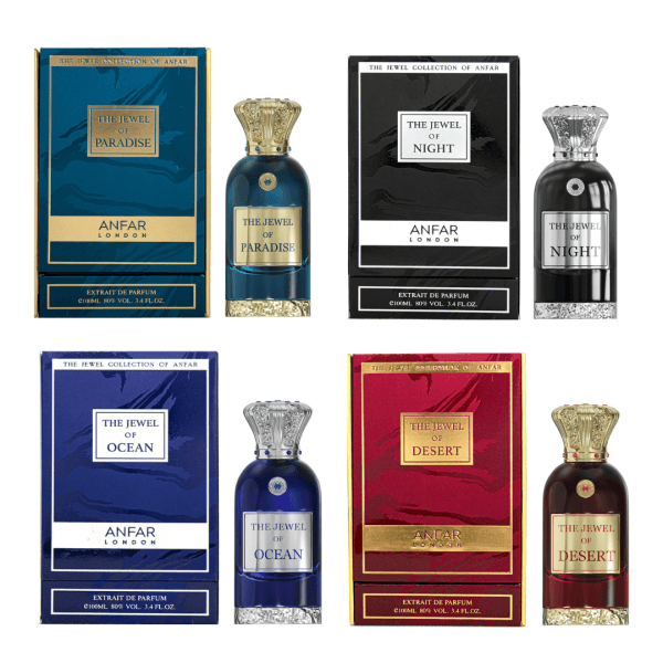 Anfar Jewel Series – 4 bottle 100ml unisex extrait de parfum collection gift set offer UK