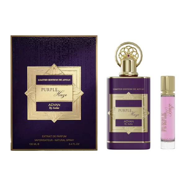 Purple Haze by Adyan, a long-lasting luxury Arabian perfume inspired by Givenchy Irresistible. This elegant fragrance blends citrus, floral, and warm notes for a scent that commands attention.