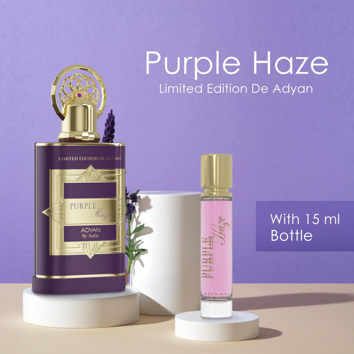 Purple Haze by Adyan, a long-lasting luxury Arabian perfume inspired by Givenchy Irresistible. This elegant fragrance blends citrus, floral, and warm notes for a scent that commands attention.