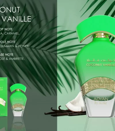 Coconut Vanille Perfume by Adyan – 100ml Tropical Vanilla Fragrance Bottle