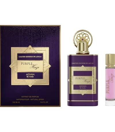 Purple Haze by Adyan, a long-lasting luxury Arabian perfume inspired by Givenchy Irresistible. This elegant fragrance blends citrus, floral, and warm notes for a scent that commands attention.