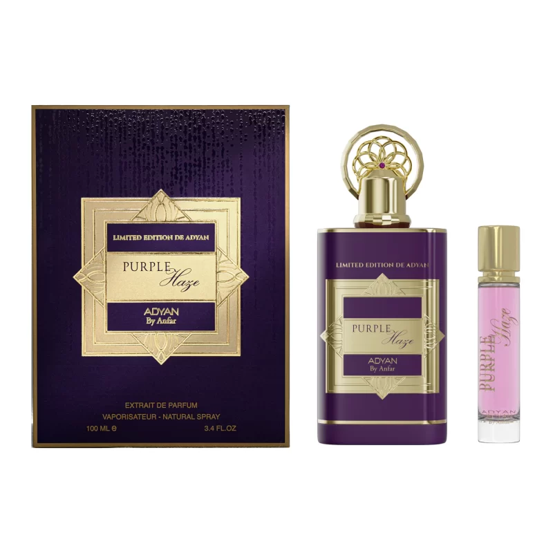 Purple Haze by Adyan, a long-lasting luxury Arabian perfume inspired by Givenchy Irresistible. This elegant fragrance blends citrus, floral, and warm notes for a scent that commands attention.