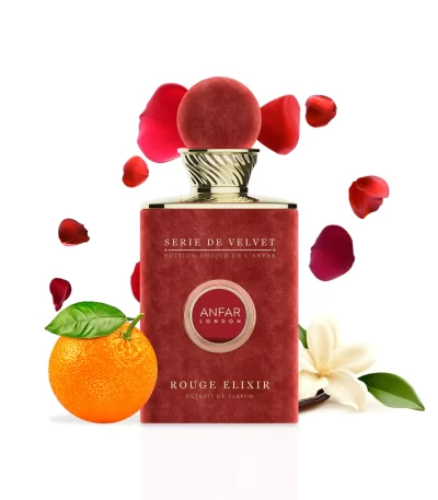 Rouge Elixir by Anfar London – 100ml Série de Velvet Extrait rose oud Perfume Bottle