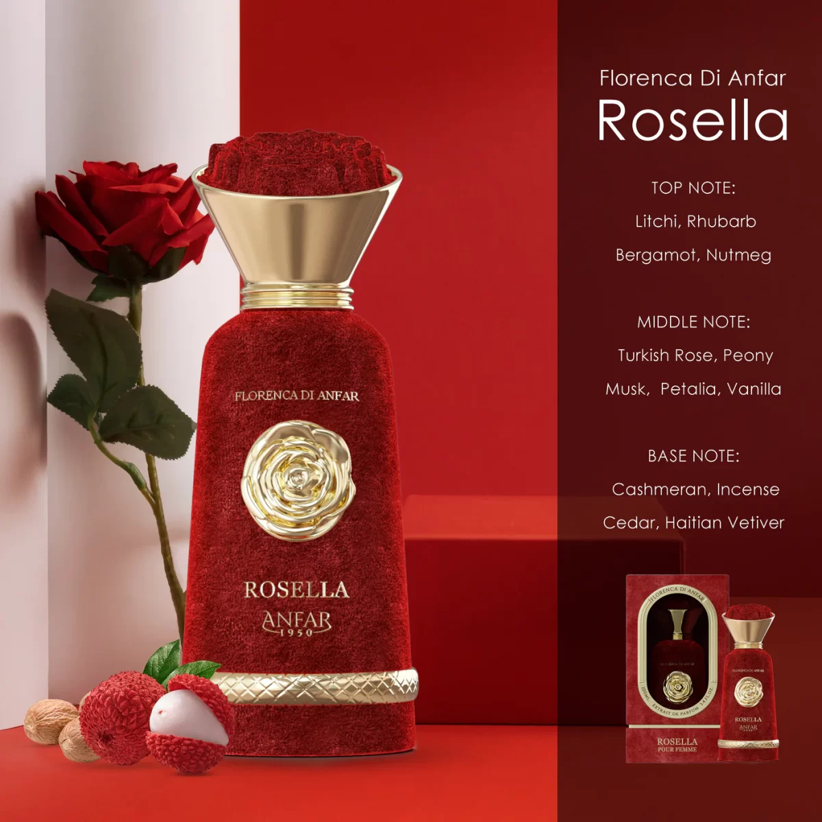 Rosella by Anfar 1950 – Florence de Anfar Series Luxury Floral Amber Perfume Bottle