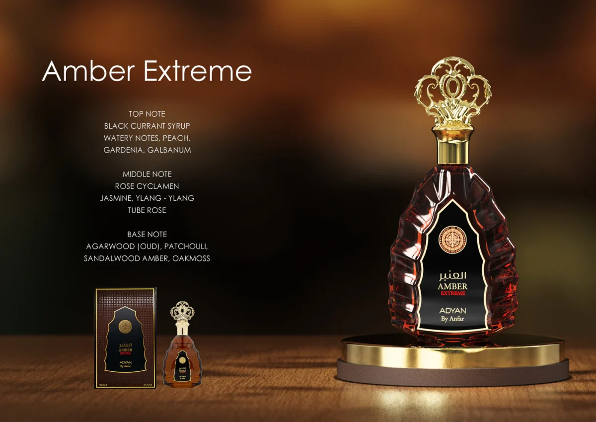Amber Extreme by Adyan, a luxurious and affordable oud perfume. With notes of rose and amber, this long-lasting fragrance is a top choice for men and women.