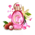 An elegant glass perfume bottle for Luna 100ml Extrait de Parfum by Anfar 1950, with a luminous liquid and a refined cap, shown in a clean product shot.