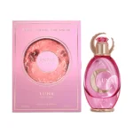 An elegant glass perfume bottle for Luna 100ml Extrait de Parfum by Anfar 1950, with a luminous liquid and a refined cap, shown in a clean product shot.