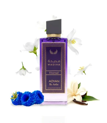 Madiha Eternal by Adyan: The affordable Extrait De Parfum similar to Delina by Parfums de Marly. Experience the best long-lasting perfume with vibrant Litchi, Peony, and a clean Haitian Vetiver base. Unisex scent. available at Oudh Shop
