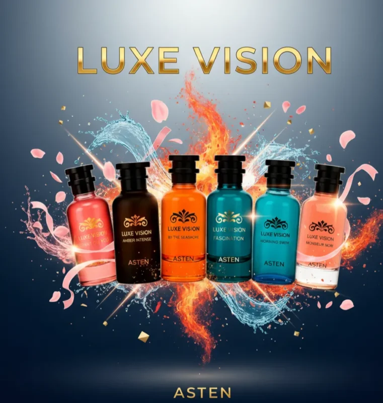 Asten Luxe Vision Collection, a curated selection of premium, designer inspired fragrances. Each 100ml Eau de Parfum is masterfully crafted to evoke the essence of iconic Louis Vuitton inspired perfumes