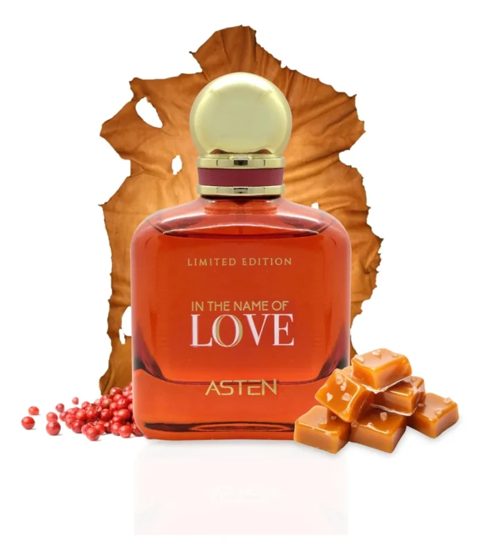 Gourmand Perfume - fall for the irresistible charm of In The Name of Love by Asten, a luxurious 100ml Eau de Parfum Inspired by the iconic Giorgio Armani Stronger With You Amber (Intensely).
