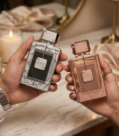 Date Nights Duo Set by Anfar London, the ultimate romantic his and hers perfume set for anniversary, wedding or valentines day.