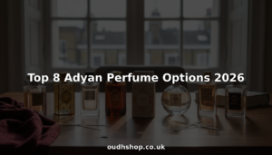 Eight Adyan perfume bottles styled on table