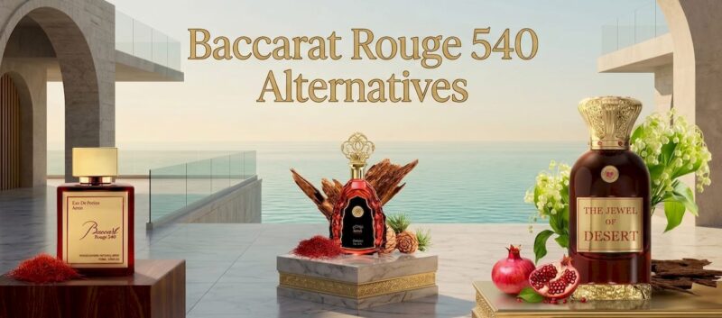 Woman testing perfume at bedroom vanity in morning light