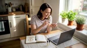 Sampling oud perfume at kitchen table