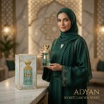 Soft Powdery Floral Perfume Freesia by Adyan Extrait de Parfum bottle held by a woman
