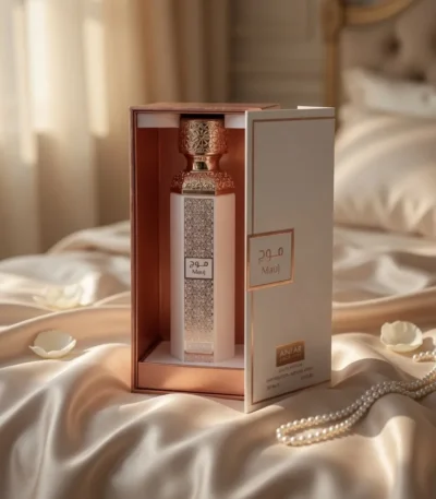 Fresh White Musk Perfume masar 200ml edp by anfar on a silk bed