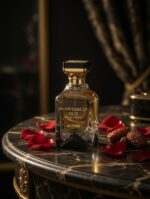 Sweet Arabian Oud Perfume Mountain of Oud Ajyad – Close-up of premium oriental oud fragrance bottle on a top