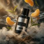 Sharf by Adyan sandalwood perfume for men showing bergamot, green tea and creamy sandalwood notes in elegant composition