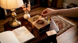 Hand unboxing luxury oudh perfume box